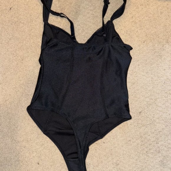 UO Out From Under Black Silk Bodysuit - Picture 4 of 5